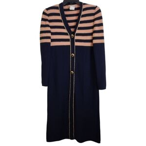 Liola made in Italy vintage navy peach knit dress colorblock wool size US 6